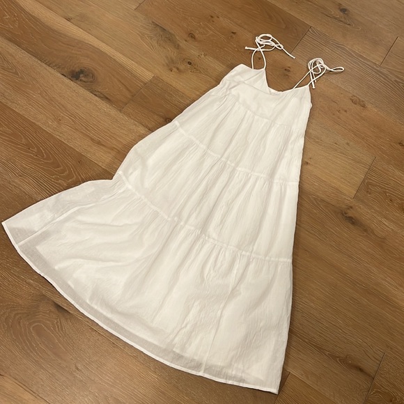 Abercrombie Tie-Strap Tiered Trapeze Midi Dress - Brand New! - Picture 6 of 6